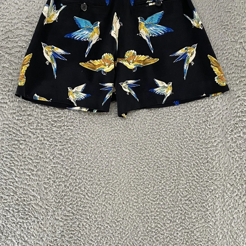 Zara‎ Shorts Womens XS Black High Waist Tie Belt Pleated Bird Side Zip